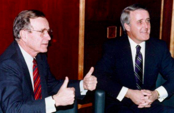 brian mulroney george bush posing for picture signing clean air plan